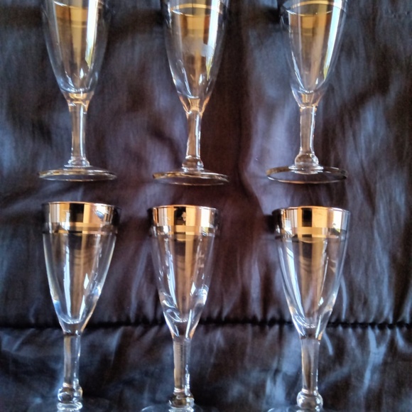 Clear Silver Rimmed Liquor Cordial Shot Glass Set of 6 - Picture 2 of 7